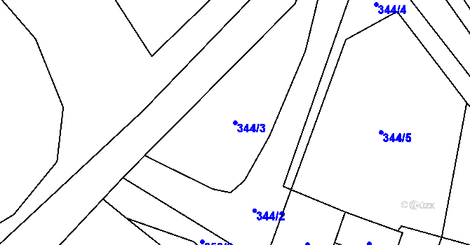 Parcela st. 344/3 v KÚ Skapce, Katastrální mapa