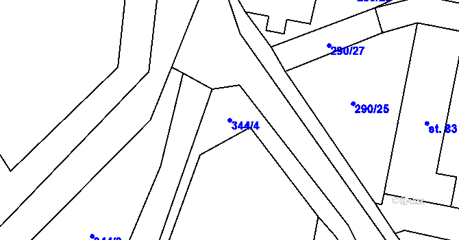 Parcela st. 344/4 v KÚ Skapce, Katastrální mapa