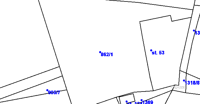 Parcela st. 862/1 v KÚ Skapce, Katastrální mapa