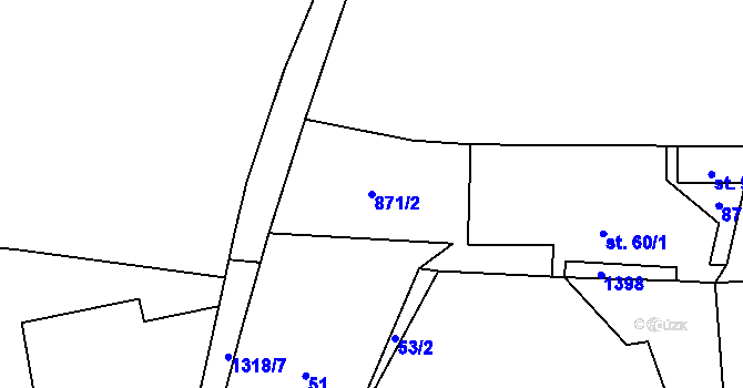 Parcela st. 871/2 v KÚ Skapce, Katastrální mapa