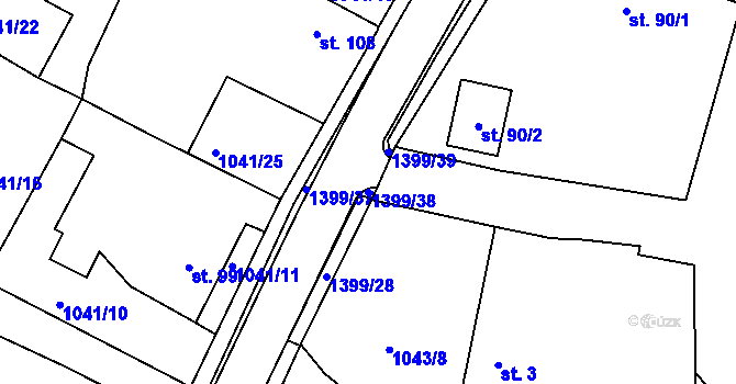 Parcela st. 1399/38 v KÚ Skašov, Katastrální mapa