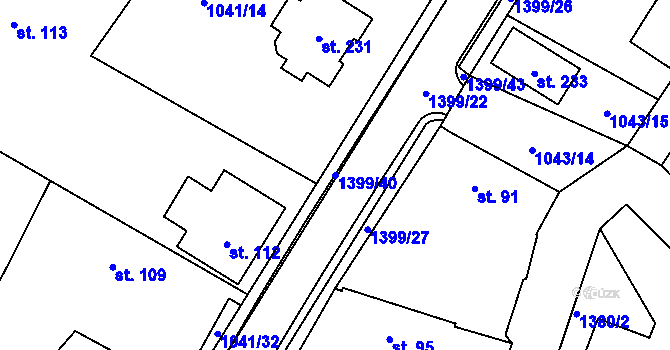 Parcela st. 1399/40 v KÚ Skašov, Katastrální mapa