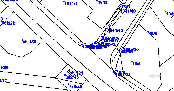Parcela st. 1041/47 v KÚ Skašov, Katastrální mapa