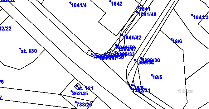Parcela st. 1041/50 v KÚ Skašov, Katastrální mapa