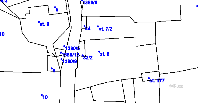 Parcela st. 8 v KÚ Skašov, Katastrální mapa