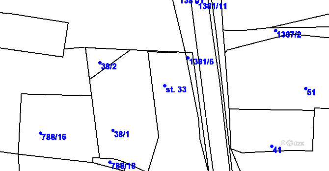 Parcela st. 33 v KÚ Skašov, Katastrální mapa