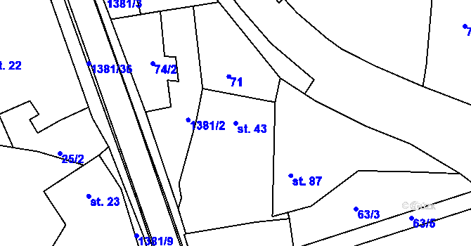 Parcela st. 43 v KÚ Skašov, Katastrální mapa
