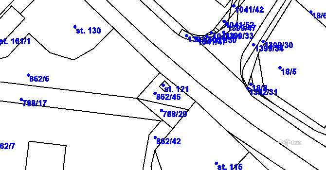 Parcela st. 121 v KÚ Skašov, Katastrální mapa