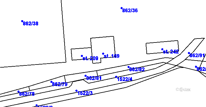 Parcela st. 169 v KÚ Skašov, Katastrální mapa