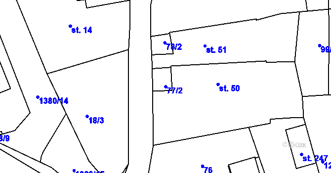Parcela st. 77/2 v KÚ Skašov, Katastrální mapa