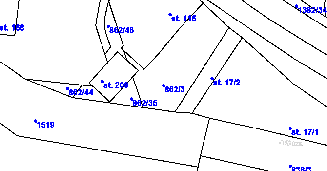 Parcela st. 862/3 v KÚ Skašov, Katastrální mapa