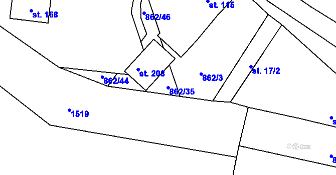 Parcela st. 862/35 v KÚ Skašov, Katastrální mapa