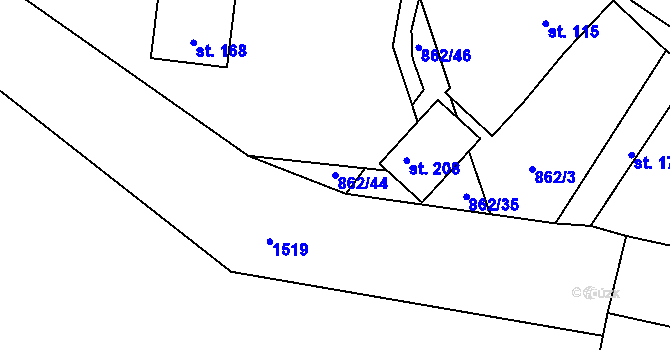 Parcela st. 862/44 v KÚ Skašov, Katastrální mapa