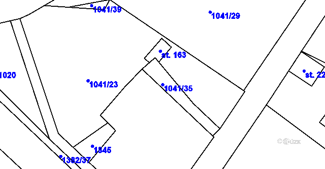 Parcela st. 1041/35 v KÚ Skašov, Katastrální mapa