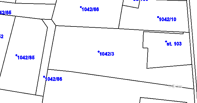 Parcela st. 1042/3 v KÚ Skašov, Katastrální mapa