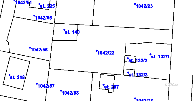 Parcela st. 1042/22 v KÚ Skašov, Katastrální mapa