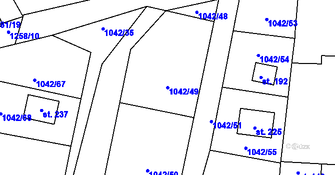 Parcela st. 1042/49 v KÚ Skašov, Katastrální mapa