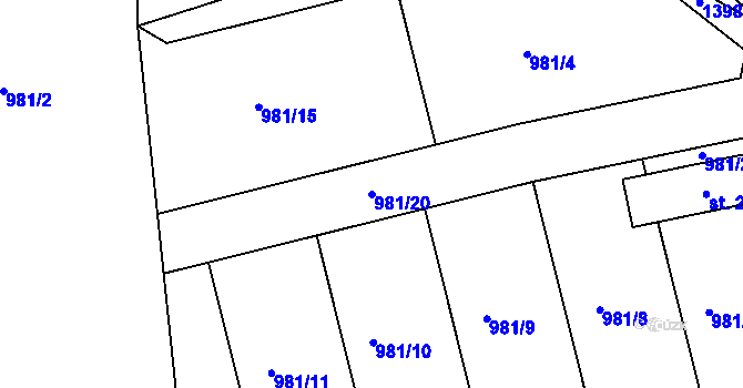 Parcela st. 981/20 v KÚ Skašov, Katastrální mapa
