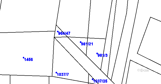 Parcela st. 981/21 v KÚ Skašov, Katastrální mapa