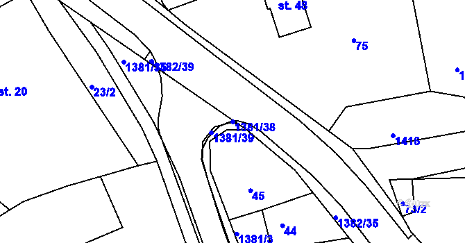 Parcela st. 1381/38 v KÚ Skašov, Katastrální mapa