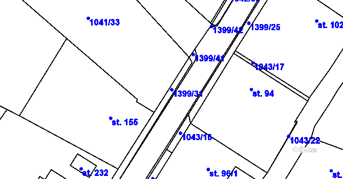 Parcela st. 1399/31 v KÚ Skašov, Katastrální mapa