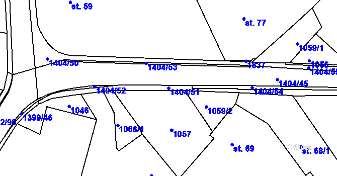 Parcela st. 1404/51 v KÚ Skašov, Katastrální mapa