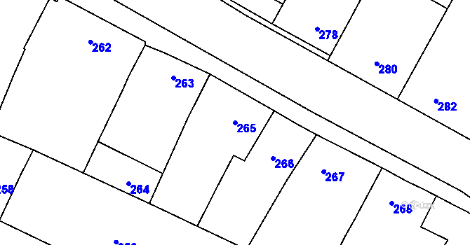 Parcela st. 265 v KÚ Skaštice, Katastrální mapa