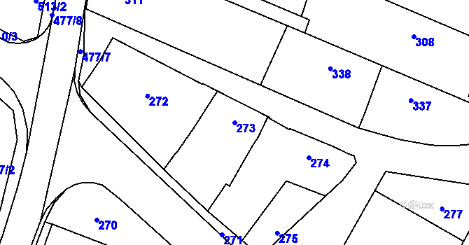 Parcela st. 273 v KÚ Skaštice, Katastrální mapa
