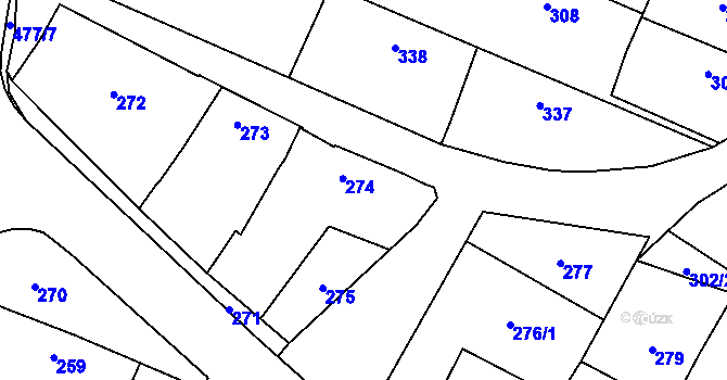 Parcela st. 274 v KÚ Skaštice, Katastrální mapa