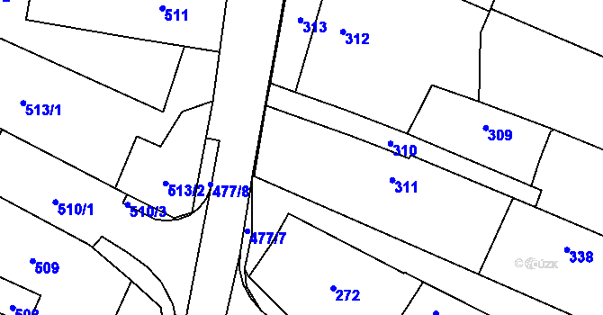 Parcela st. 311 v KÚ Skaštice, Katastrální mapa