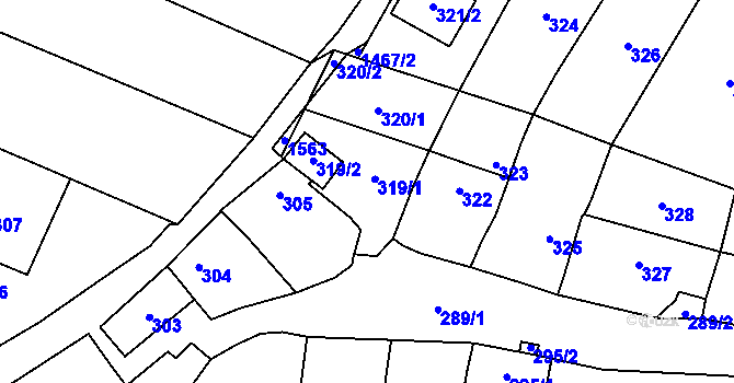 Parcela st. 319/1 v KÚ Skaštice, Katastrální mapa