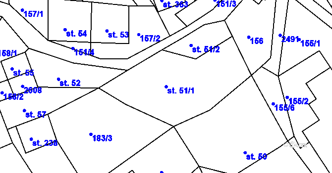 Parcela st. 51/1 v KÚ Sklenařice, Katastrální mapa