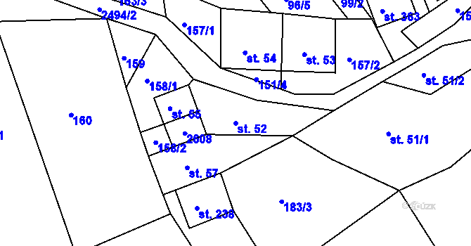 Parcela st. 52 v KÚ Sklenařice, Katastrální mapa