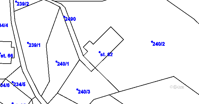 Parcela st. 62 v KÚ Sklenařice, Katastrální mapa