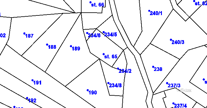 Parcela st. 65 v KÚ Sklenařice, Katastrální mapa