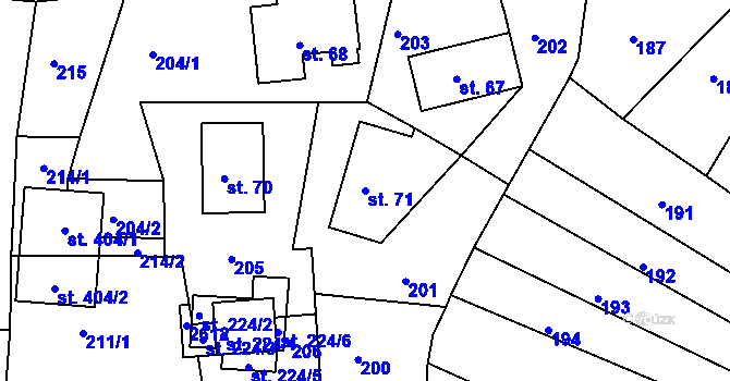 Parcela st. 71 v KÚ Sklenařice, Katastrální mapa