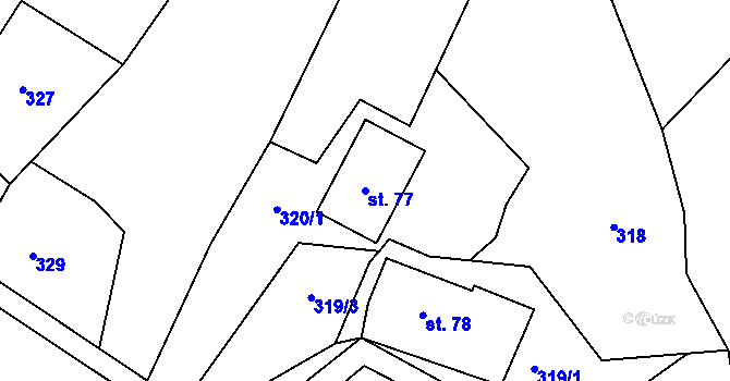 Parcela st. 77 v KÚ Sklenařice, Katastrální mapa