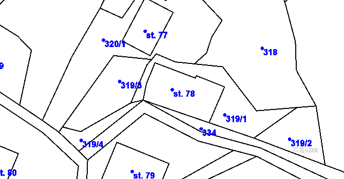 Parcela st. 78 v KÚ Sklenařice, Katastrální mapa