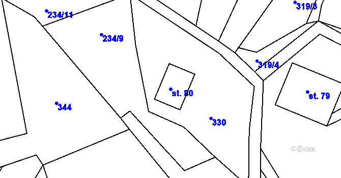 Parcela st. 80 v KÚ Sklenařice, Katastrální mapa