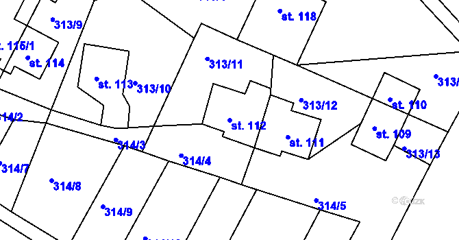 Parcela st. 112 v KÚ Sklenařice, Katastrální mapa
