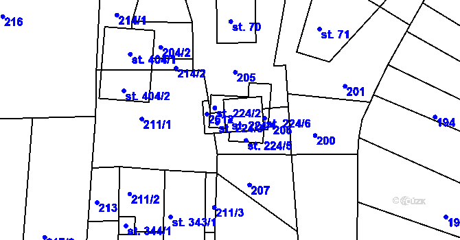 Parcela st. 224/1 v KÚ Sklenařice, Katastrální mapa
