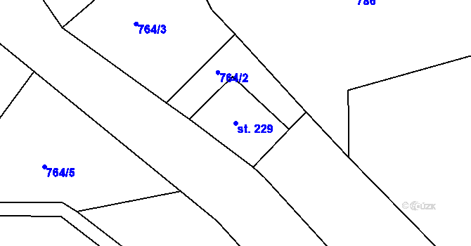 Parcela st. 229 v KÚ Sklenařice, Katastrální mapa