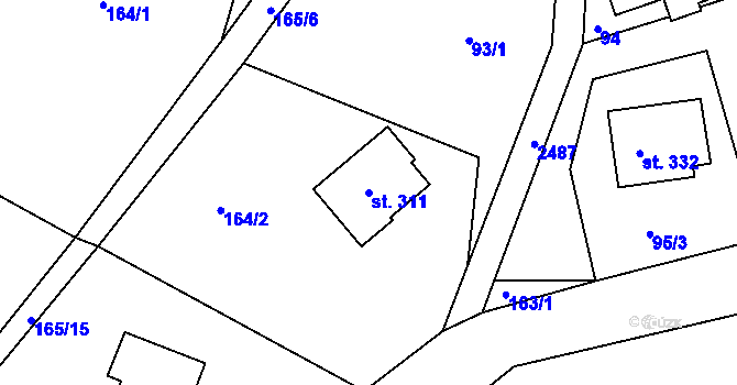 Parcela st. 311 v KÚ Sklenařice, Katastrální mapa
