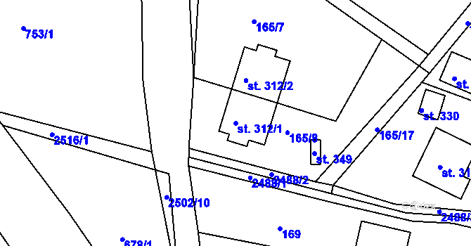 Parcela st. 312/1 v KÚ Sklenařice, Katastrální mapa