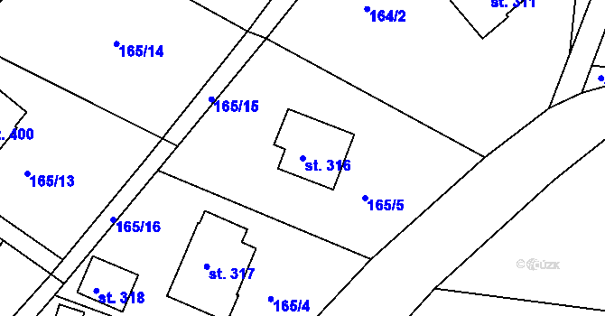 Parcela st. 316 v KÚ Sklenařice, Katastrální mapa
