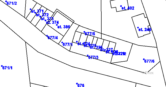 Parcela st. 325 v KÚ Sklenařice, Katastrální mapa