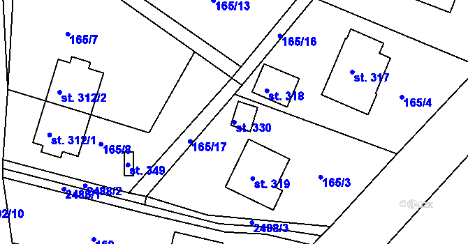 Parcela st. 330 v KÚ Sklenařice, Katastrální mapa