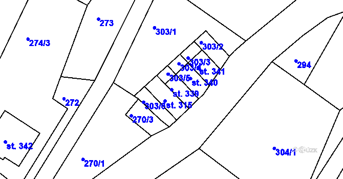 Parcela st. 339 v KÚ Sklenařice, Katastrální mapa