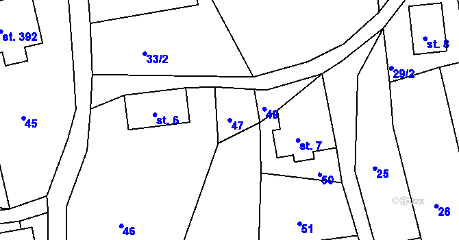Parcela st. 47 v KÚ Sklenařice, Katastrální mapa