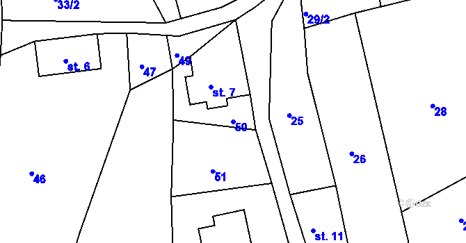 Parcela st. 50 v KÚ Sklenařice, Katastrální mapa